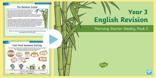 Year 3 English Revision Morning Starter Weekly PowerPoint Pack 5