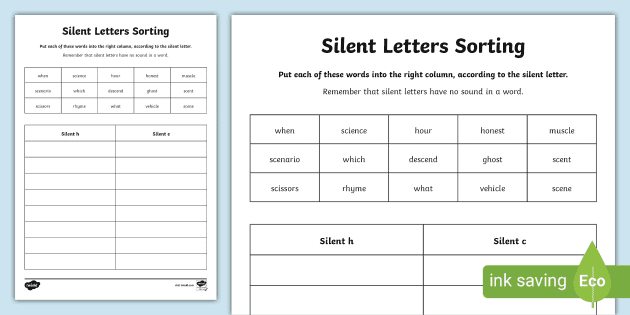 Silent Letters H And C Worksheet Teacher Made