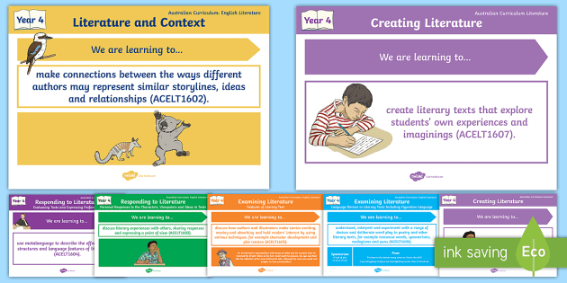 Australian Curriculum English Year 4 Literature Content Descriptions Display