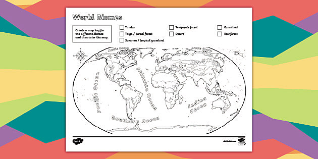 World Biomes Map Key and Coloring Activity (Teacher-Made)