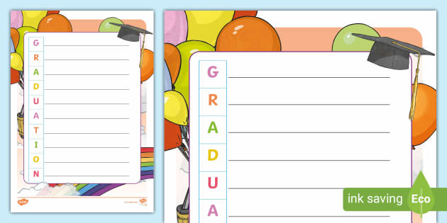 Graduation Acrostic Poem Template - KS2 (teacher made)