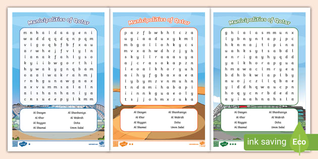 Municipalities of Qatar Word Search (teacher made) - Twinkl