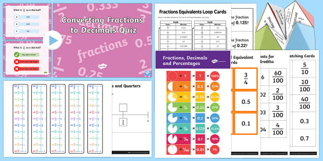 Decimals to Fractions Pack
