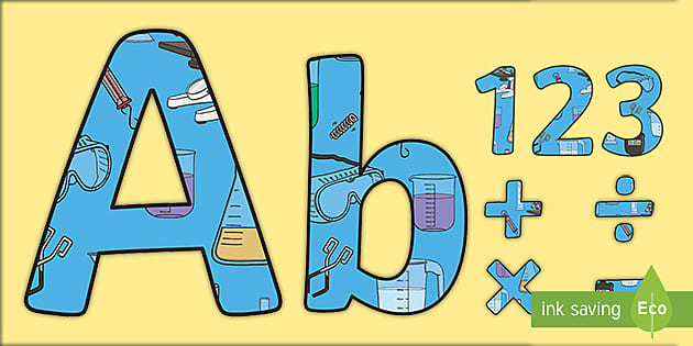 Science Themed Size Editable Display Lettering - display letters