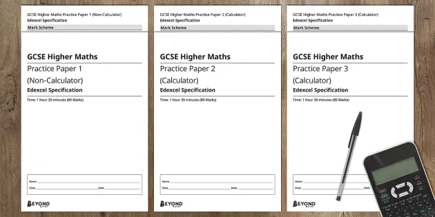 Gcse Maths Specimen Practice Papers 1 2 And 3 Higher Set A Edexcel
