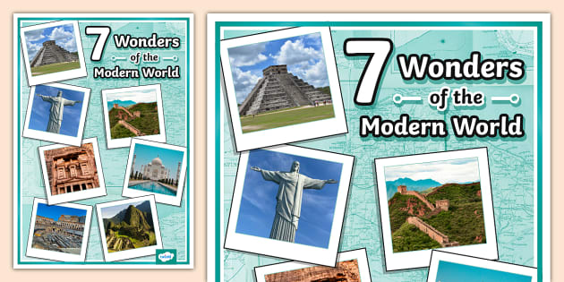 7 Wonders of the Modern World Display Poster - Twinkl