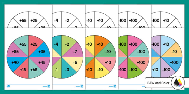 Addition and Subtraction Spinners for Math Centers - Twinkl