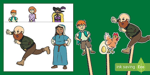 Jack and the Beanstalk Stick Puppets - English Resource - Twinkl