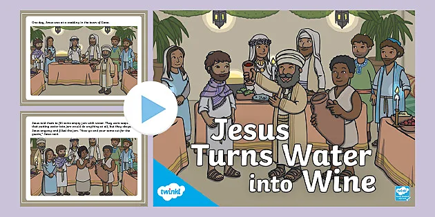 Jesus Turns Water into Wine Bible Story PowerPoint - Twinkl