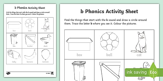 Identifying Letter Sounds in Words - The /b/ Sound Worksheet for