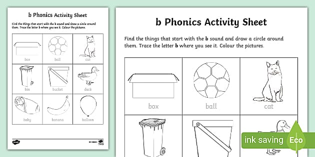 B Phonics Worksheet / Worksheet-Irish, Worksheet - Twinkl