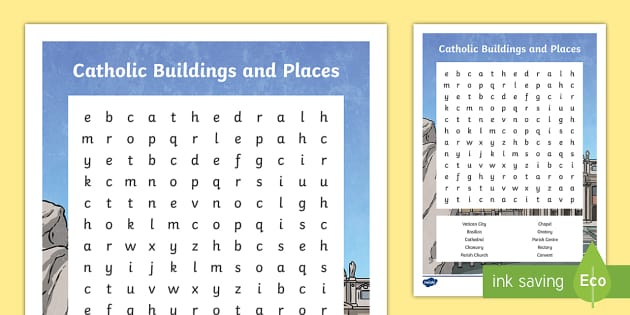 Catholic Buildings And Places Word Search (Teacher-Made)