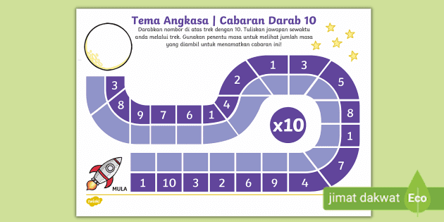 Latihan Sifir Darab 10 | Tema Angkasa (teacher Made)