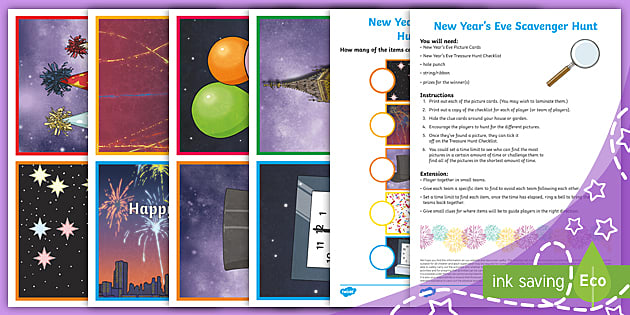 New Years Scavenger Hunt Game Printable New Year's Eve 