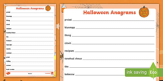 Halloween Anagrams Worksheet Teacher Made