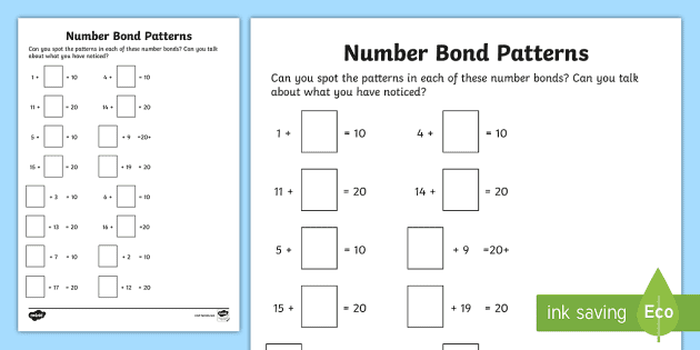 KS2 teaching resource Number bonds worksheet KS1 blank reusable worksheet 