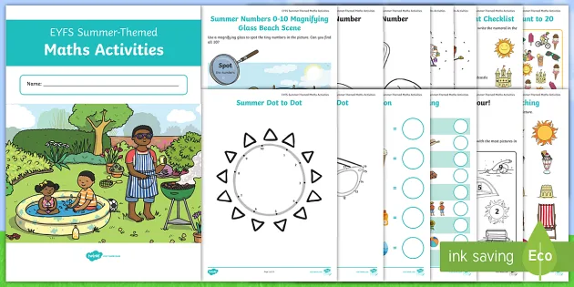 kindergarten summer themed booklet end of year reception maths activities