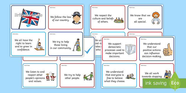 23 BRITISH VALUES FLASH CARDS OFSTED DISCUSSION DISPLAY CLASS CHILDMINDER 