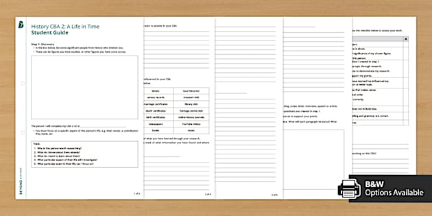 History CBA 2: A Life in Time Student Guide - Twinkl