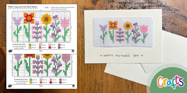 Mother's Day Cross Stitch Card (Lehrer gemacht) - Twinkl