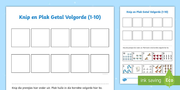 Winter Tema Knip En Plak Getal Volgorde Aktiwiteit Bladsy