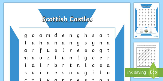 Scottish Word Search - Castles in Scotland - CfE Resource