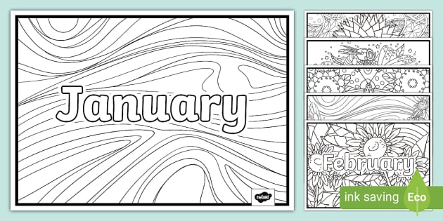 Months of the Year Mindfulness Colouring Sheets - Twinkl