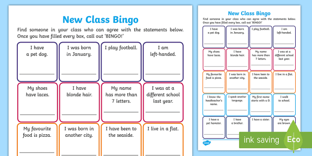 human bingo for teens