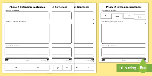 Phase 2 Extension Sentence Unscramble Worksheets