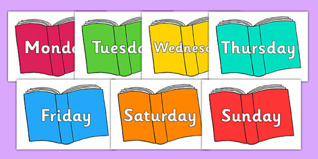 Quadro Educativo Infantil Em Inglês - Days of the week