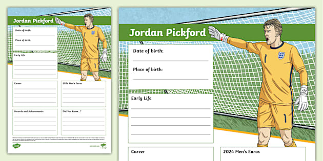 Jordan Pickford Fact File Template - Twinkl