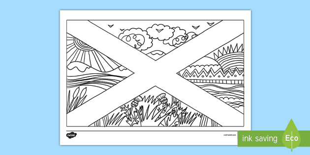 Scotland Flag Mindfulness Colouring Page