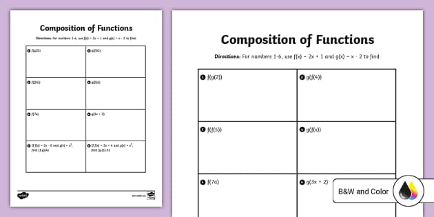 Composition of Functions Worksheet | Resource | Twinkl USA