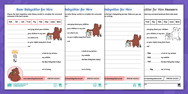 the-bear-who-came-to-babysit-year-2-command-sentences-writing-worksheet