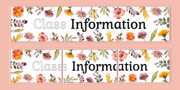 Wildflower Botanical Themed Class Information Display Banner