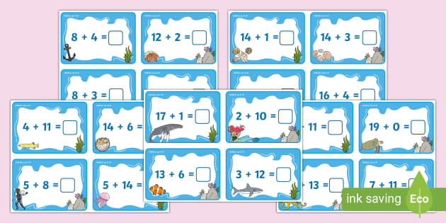 Addition up to 20 Number Cards (teacher made) - Twinkl