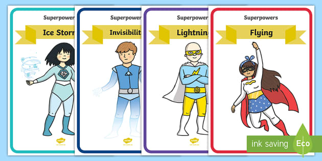 Superhero Special Powers Display Posters - Superhero