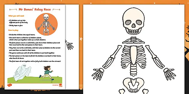 Mr Bones Relay Race Halloween Game Teacher Made