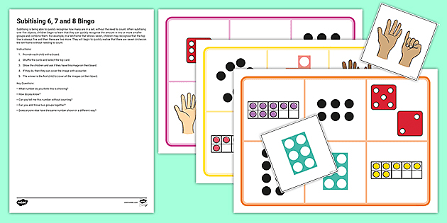 Subitising 6 7 And 8 Bingo Game Teacher Made