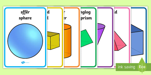 3D Shape Posters English/Welsh (teacher made) - Twinkl