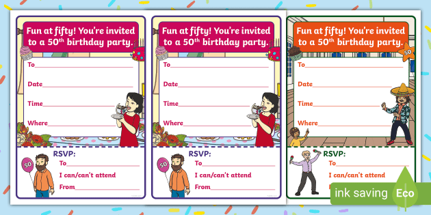 Birthday Party Invitation Cards (teacher made) - Twinkl