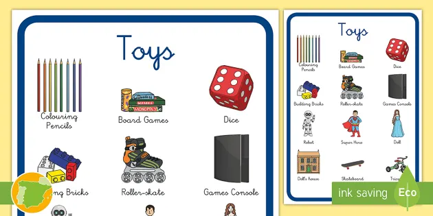 A1 Dominó: Los juguetes en inglés (professor feito)