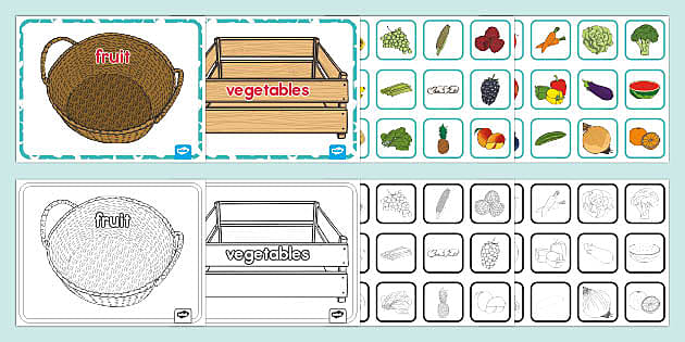 Fruits and Vegetables Sorting Mats Worksheet - Twinkl