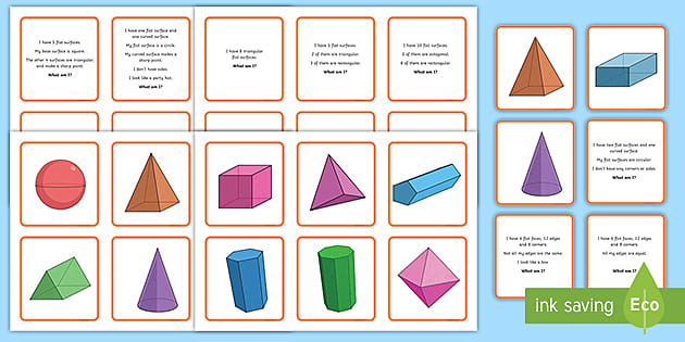 3D Shape Matching Cards, Year 3-6