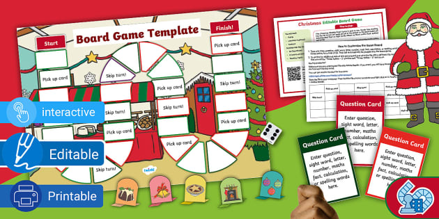 Christmas Editable Board Game Template - Christmas Family Games