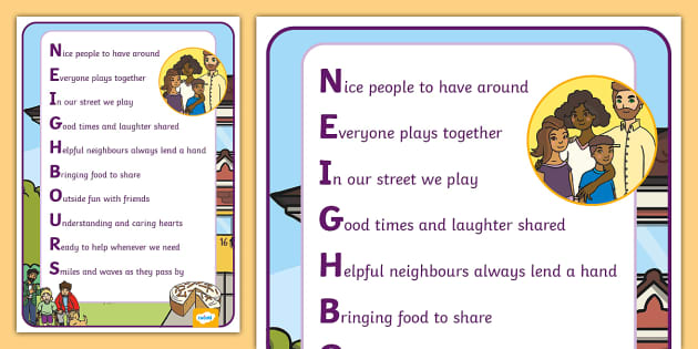 Acrostic Neighbours Poem Example - KS1 | Twinkl - Twinkl