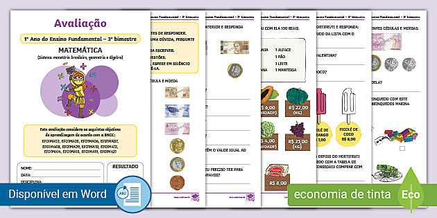 AVALIAÇÃO DE MATEMÁTICA 2º ANO - 4º BIMESTRE - ENSINO FUNDAMENTAL