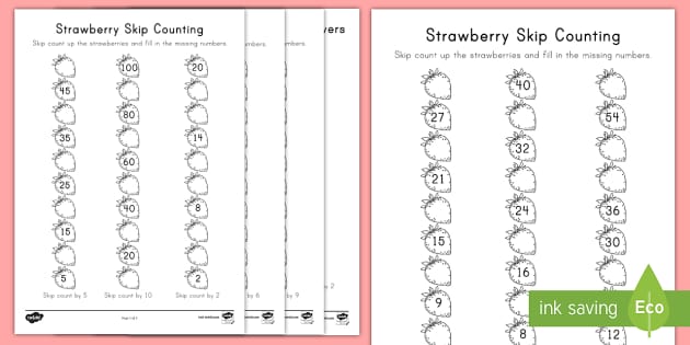 strawberry skip counting math worksheet activity sheets skip counting sheets