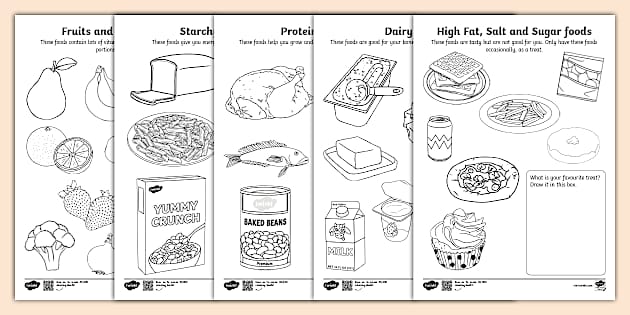 Healthy Eating Colouring Sheets (teacher made) - Twinkl