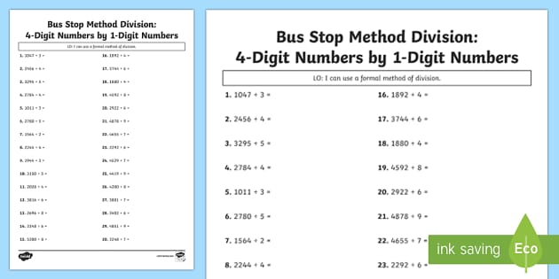 four digit division with remainders worksheet math 3 5